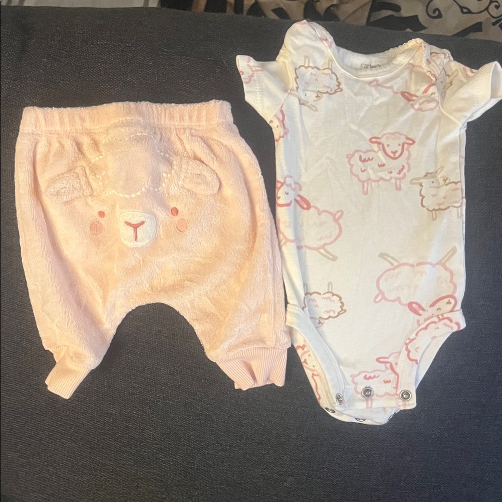 Carter's Pink and White Sheep Baby Outfit